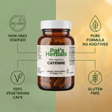 Pat's Herbals Cayenne Capsules | 90 Vegan Capsules | Organic Cayenne Supplement | Non-GMO | Gluten-Free | Made in USA | Amber Glass Bottle