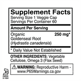 Pat's Herbals Goldenseal Root Capsules | 60 Vegan Capsules | Organic Goldenseal Root Supplement | Non-GMO | Gluten-Free | Made in USA | Amber Glass Bottle