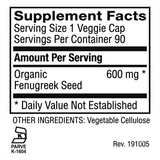 Pat's Herbals Fenugreek Capsules | 90 Vegan Capsules | Organic Fenugreek Seed Supplement | Non-GMO | Gluten-Free | Made in USA | Amber Glass Bottle