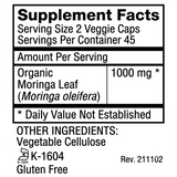 Pat's Herbals Moringa Leaf Capsules | 90 Vegan Capsules | Organic Moringa Leaf Supplement | Non-GMO | Gluten-Free | Made in USA | Amber Glass Bottle