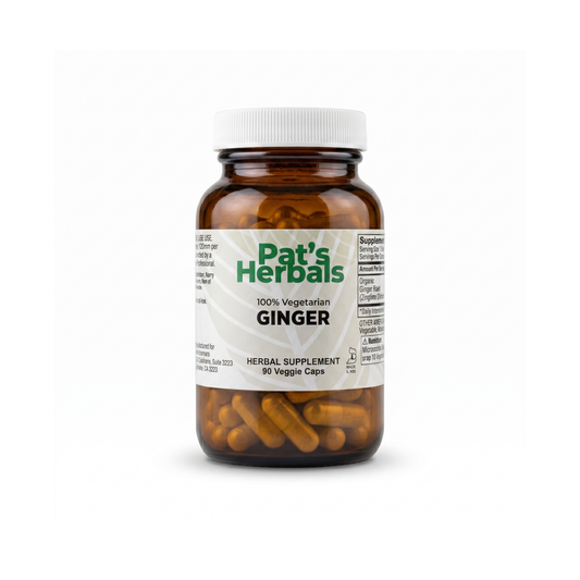 Ginger Capsules | 90 Vegan Capsules | Organic Ginger Root Supplement | Non-GMO | Gluten-Free | Made in USA | Amber Glass Bottle