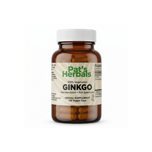 Ginkgo Biloba Capsules 180 Count | Organic Ginkgo Leaf Supplement | Vegan | Non-GMO | Gluten-Free | Made in USA | Amber Glass Bottle