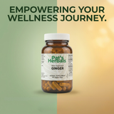 Pat's Herbals Ginger Capsules | 90 Vegan Capsules | Organic Ginger Root Supplement | Non-GMO | Gluten-Free | Made in USA | Amber Glass Bottle