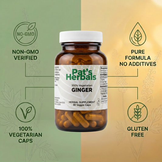 Ginger Capsules | 90 Vegan Capsules | Organic Ginger Root Supplement | Non-GMO | Gluten-Free | Made in USA | Amber Glass Bottle