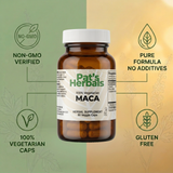 Pat's Herbals Maca Root Capsules | 90 Vegan Capsules | Organic Maca Root Supplement | Non-GMO | Gluten-Free | Made in USA | Amber Glass Bottle