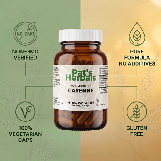 Cayenne Capsules | 90 Vegan Capsules | Organic Cayenne Supplement | Non-GMO | Gluten-Free | Made in USA | Amber Glass Bottle