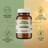 Pat's Herbals Fenugreek Capsules | 90 Vegan Capsules | Organic Fenugreek Seed Supplement | Non-GMO | Gluten-Free | Made in USA | Amber Glass Bottle