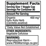 Pat's Herbals Gotu Kola Capsules | 90 Vegan Capsules | Organic Gotu Kola Herb Supplement | Non-GMO | Gluten-Free | Made in USA | Amber Glass Bottle